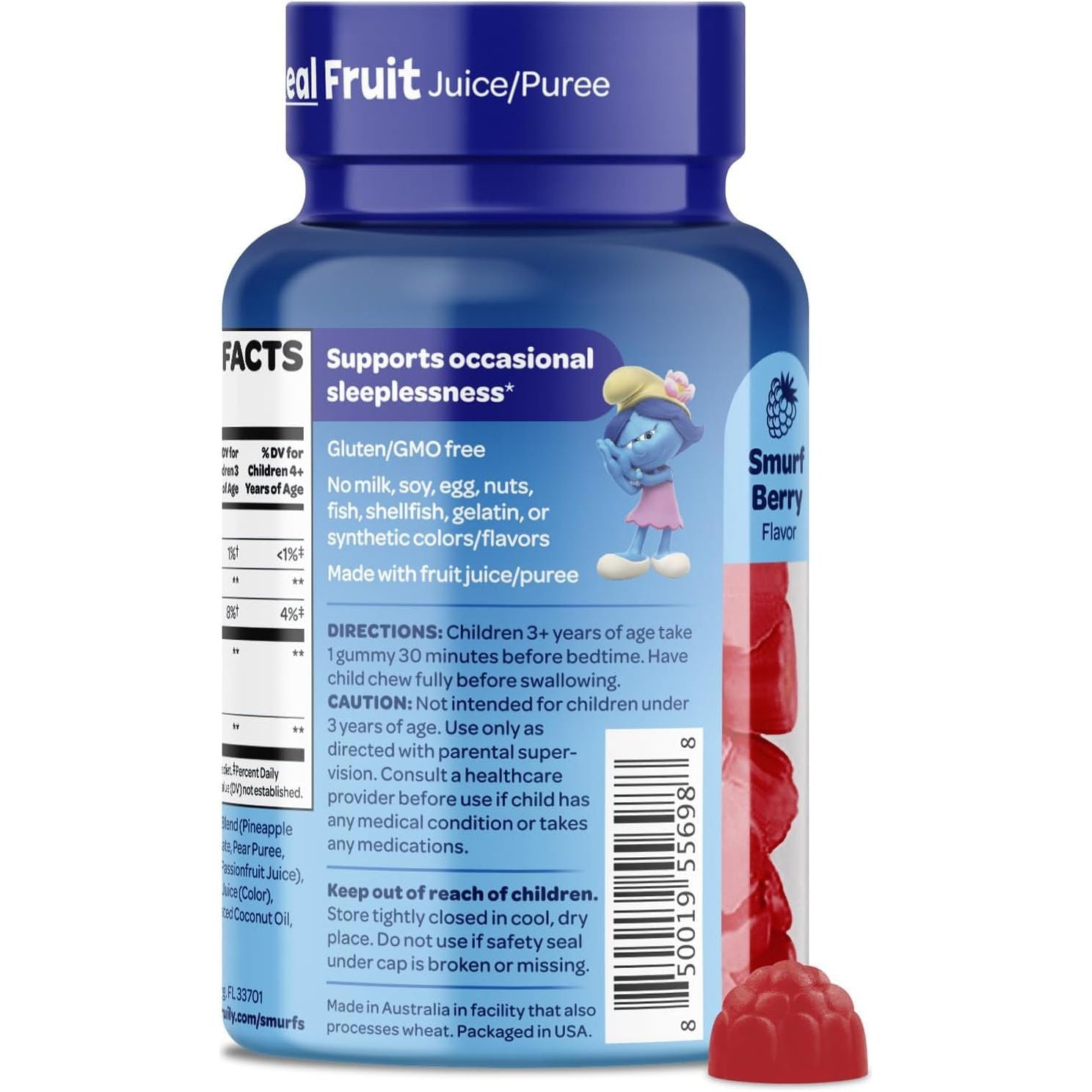 The Smurfs 1Mg Melatonin Gummies for Kids & Restful Sleep Age 3+ 50 Vegetarian Gummy