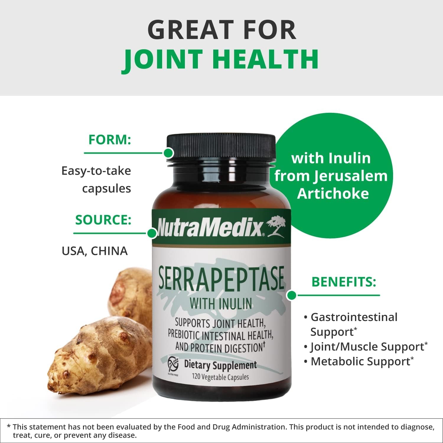 Nutramedix Serrapeptase Supplement with Proteolytic Digestive Enzymes (60 Capsules)