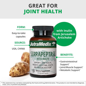 Nutramedix Serrapeptase Supplement with Proteolytic Digestive Enzymes (60 Capsules)