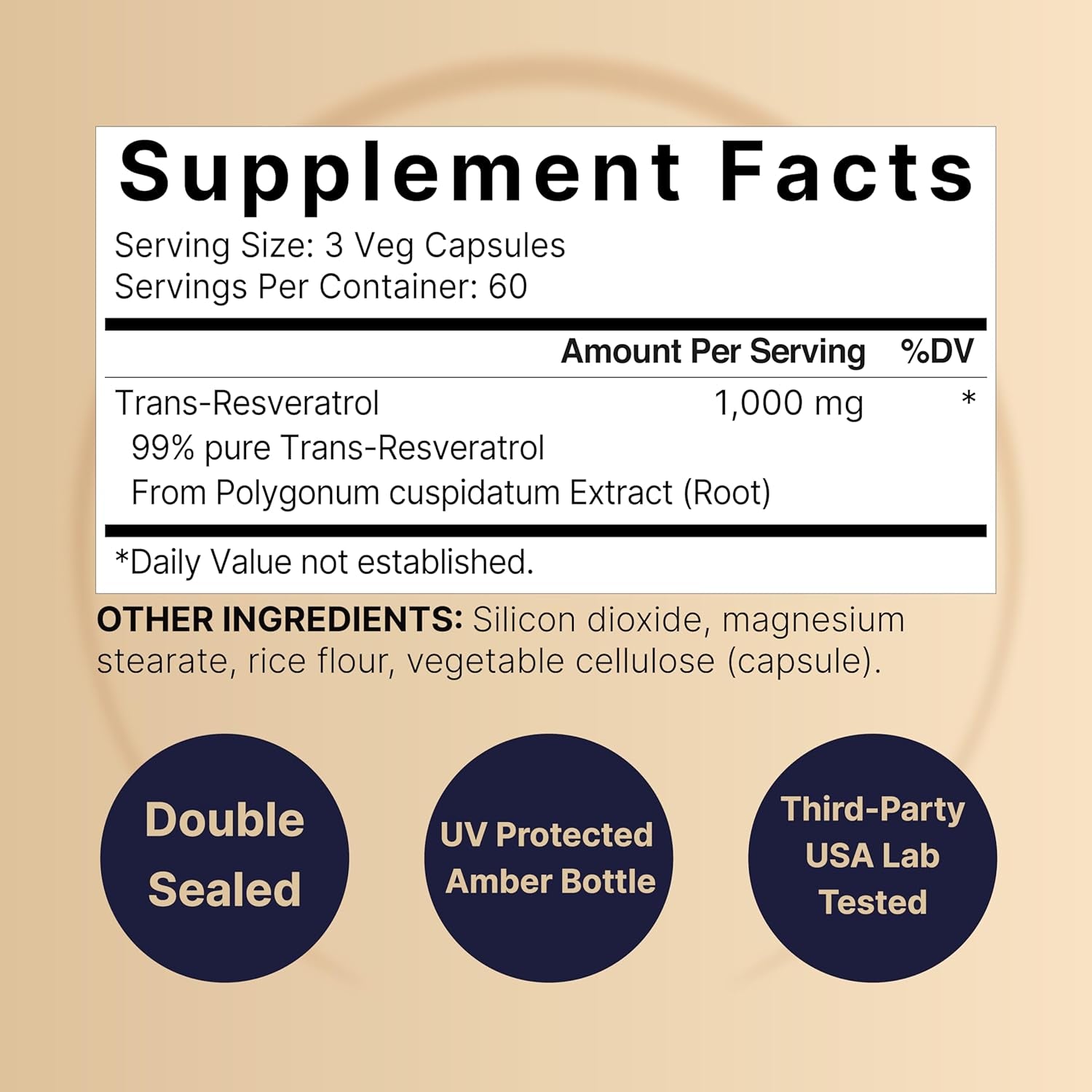 Naturebell Resveratrol Supplement 1000Mg per Serving, for Healthy Aging, Brain & Heart Support 180 Capsules