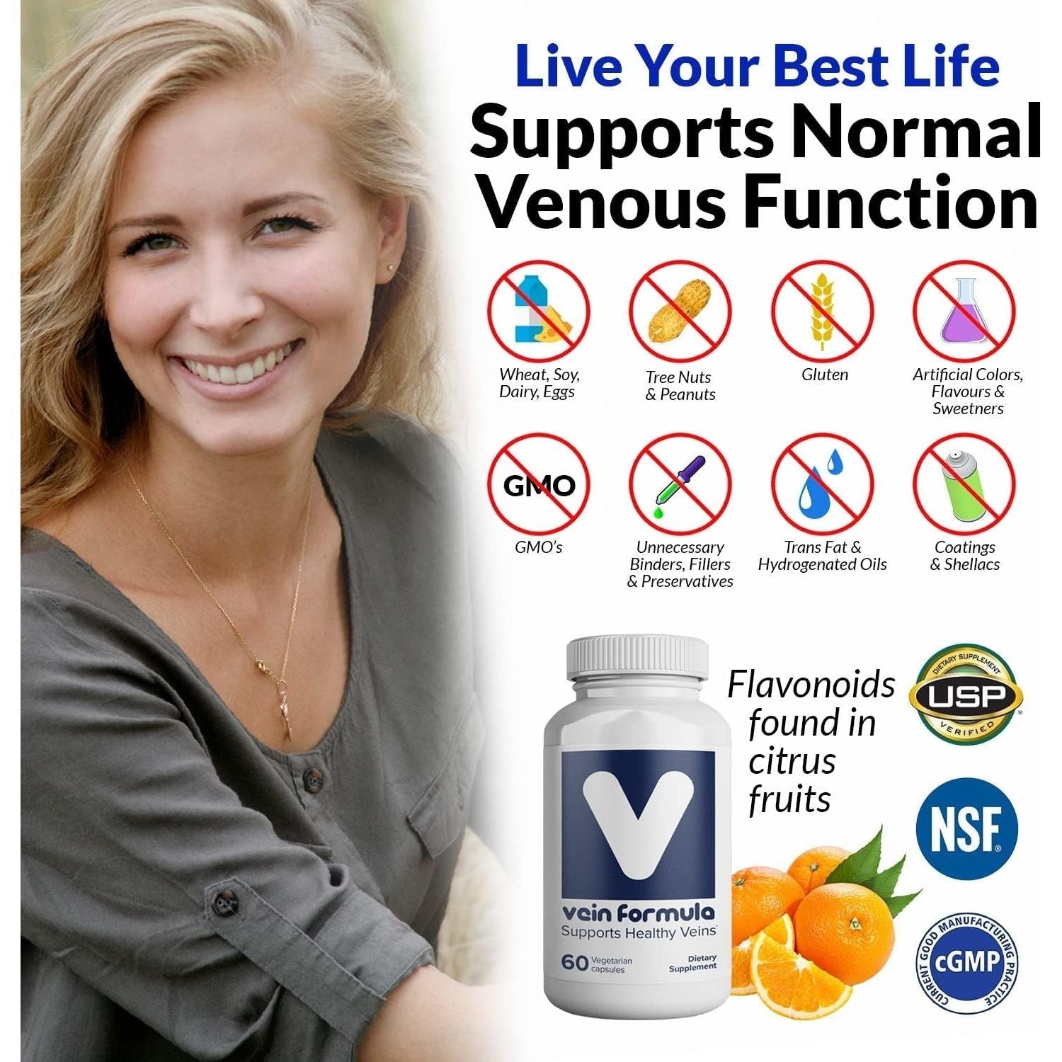 Vein Formula - 60 Capsules Micronized MPFF, Supports Normal Venous Function