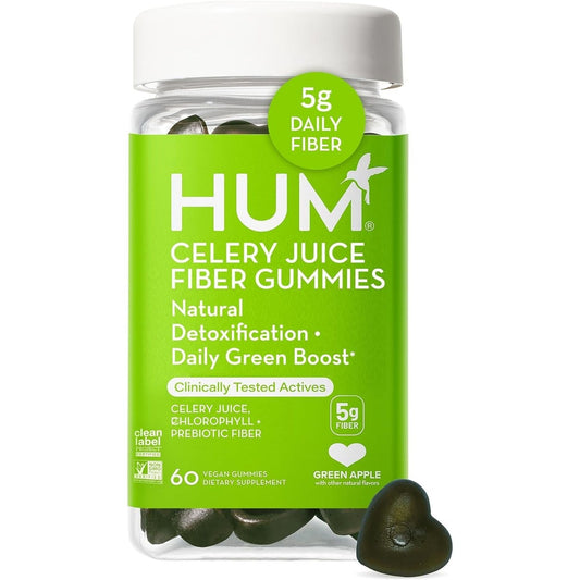 HUM Celery Juice Fiber Gummies the First Prebiotic Celery Juice Gummy, Supports Detoxification (60-Count)