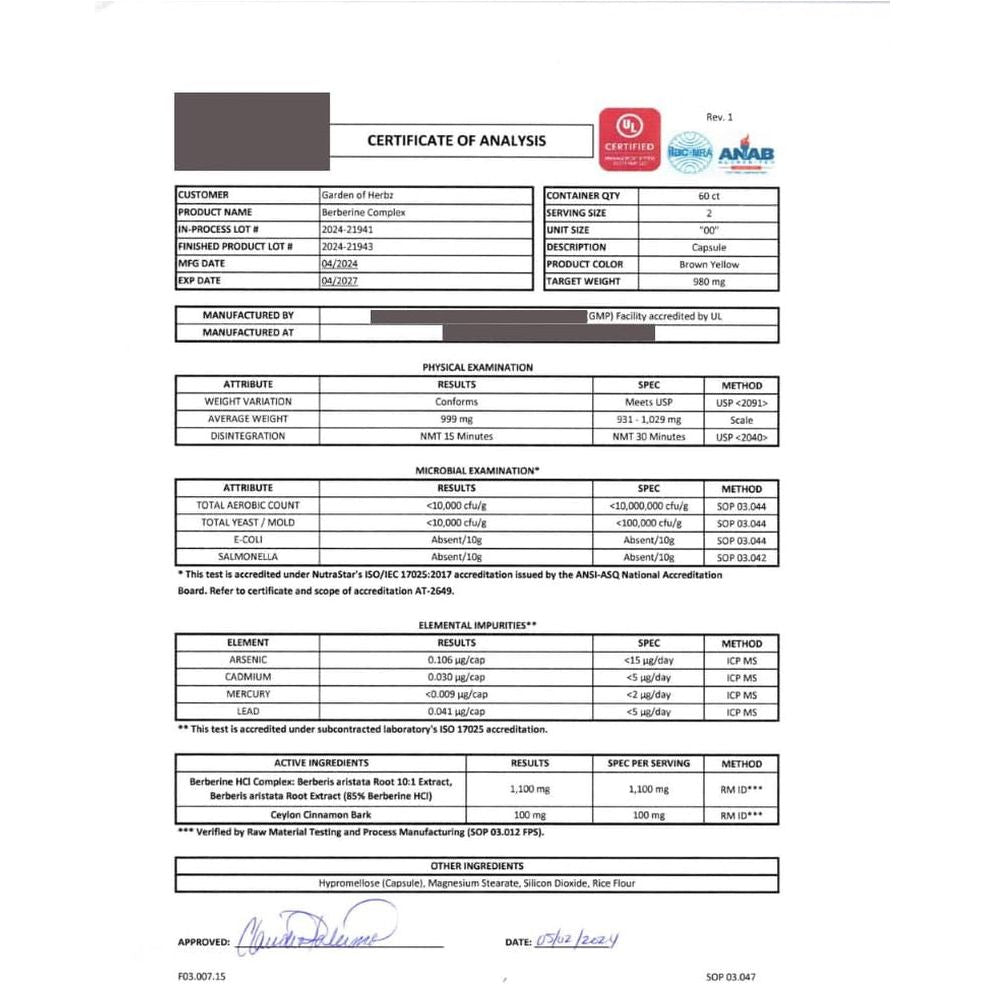 600 Mg Berberine Supplement – Berberine HCL & Ceylon Cinnamon Capsules
