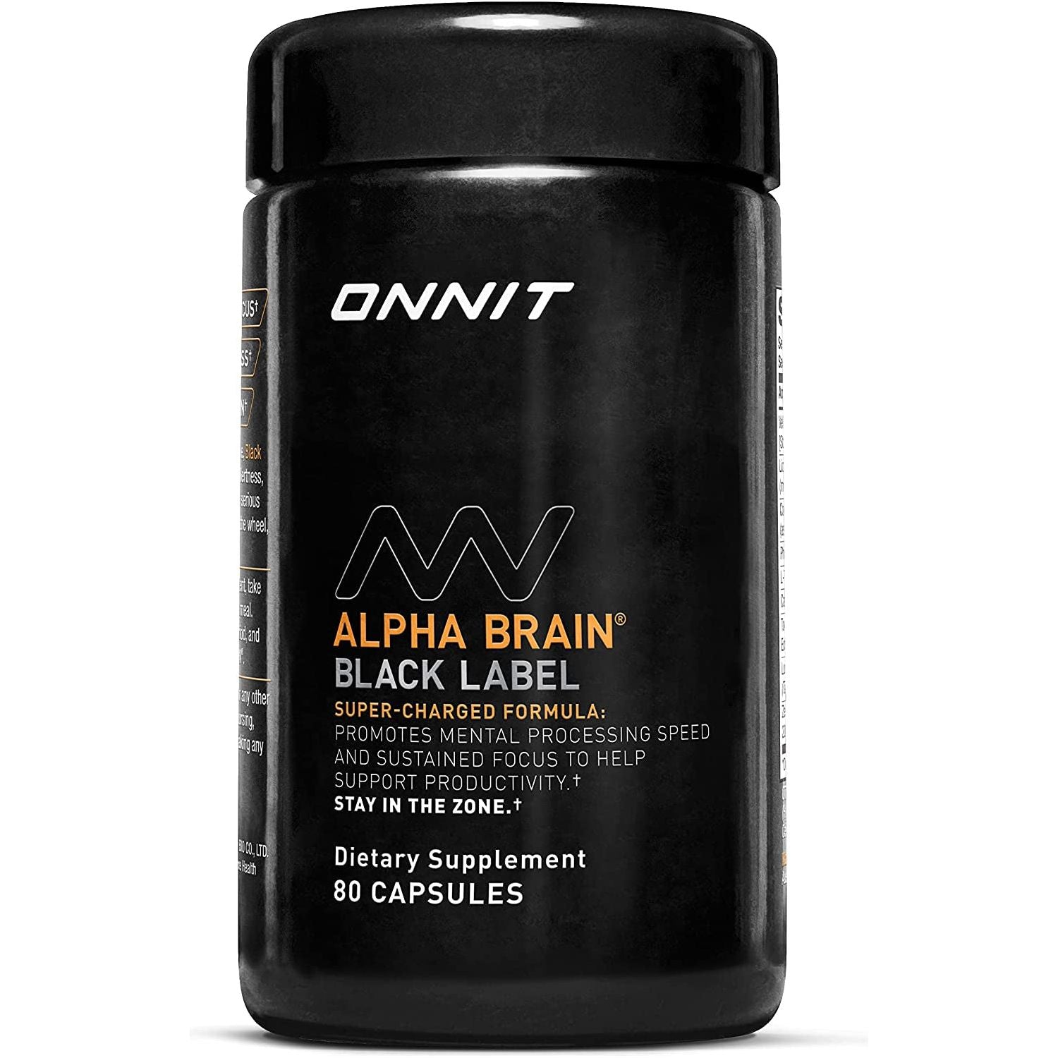 ONNIT Alpha Brain Black Label Capsule (80Ct) Premium Citicoline Brain Supplement - Focus, Concentration & Memory