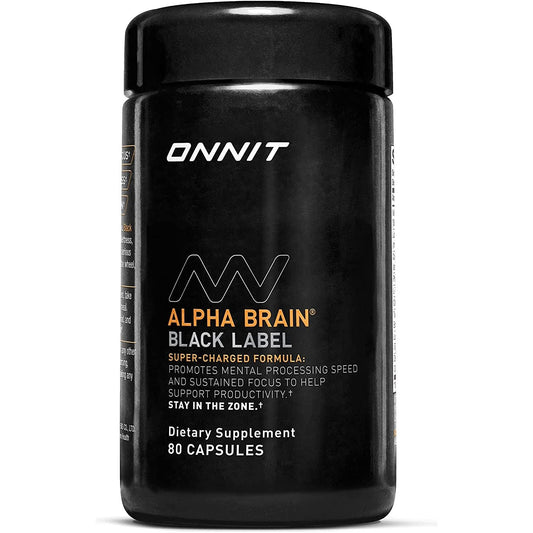ONNIT Alpha Brain Black Label Capsule (80Ct) Premium Citicoline Brain Supplement - Focus, Concentration & Memory
