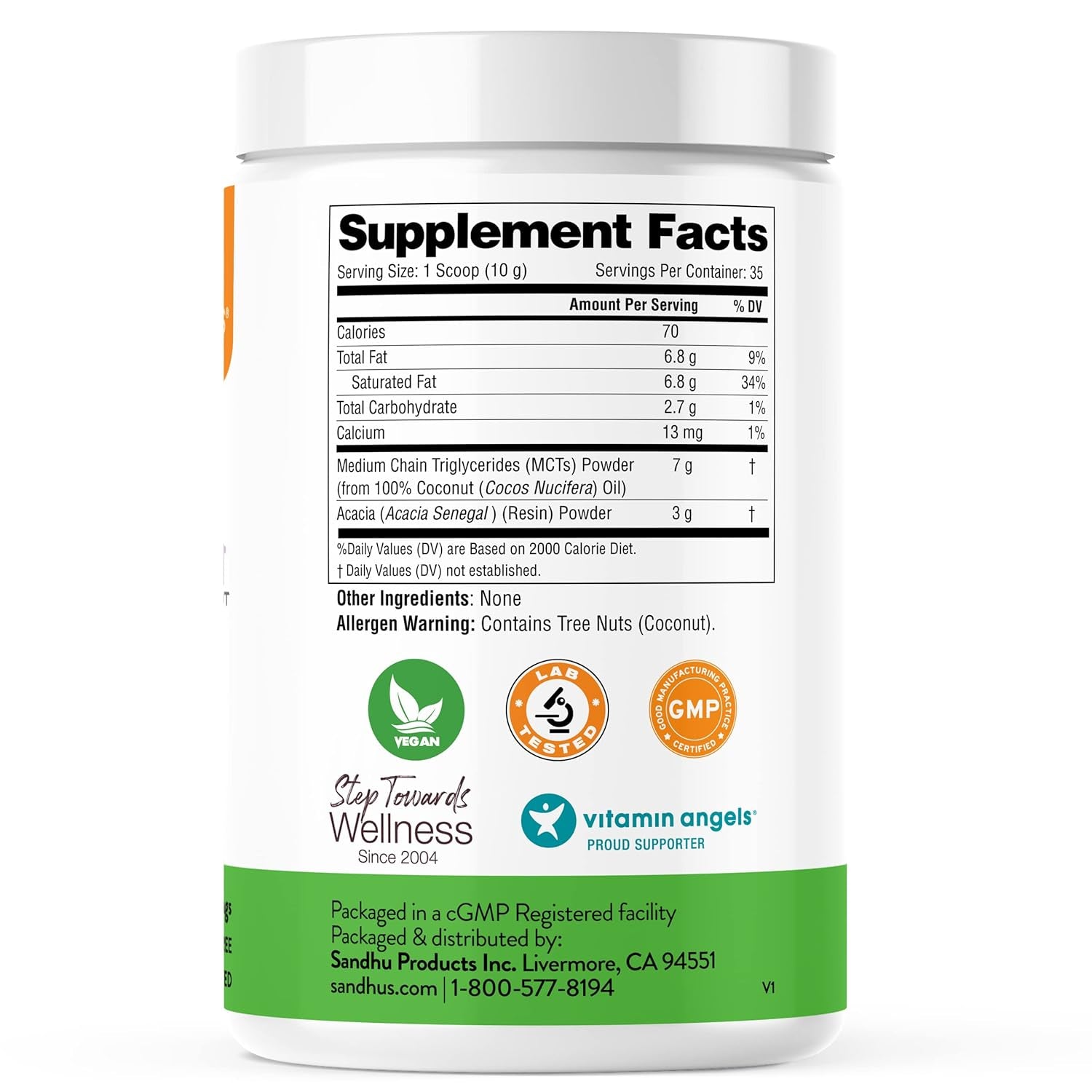 Sandhus’S MCT Oil Powder with Prebiotic Fiber| 35 Servings| Organic - 10.6 Oz