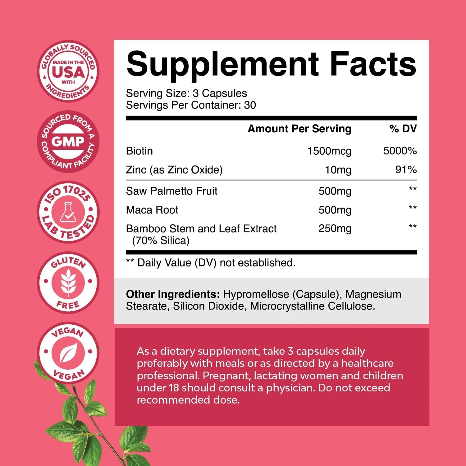 Extra Strength Saw Palmetto for Women 500Mg - DHT Blocker - Hair Vitamins for Hair Loss Supplement - 90 Capsules
