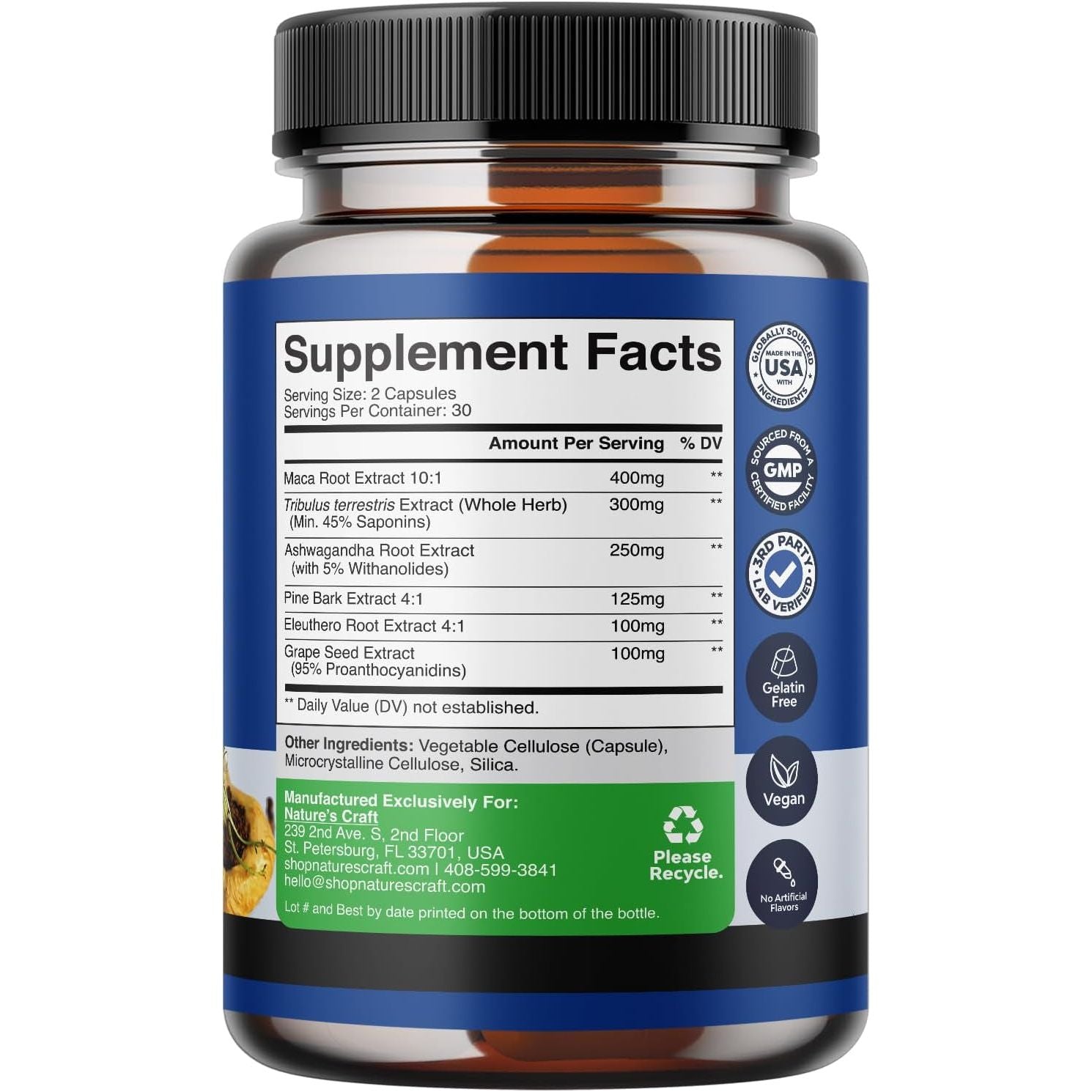 Potent Black Maca Root Capsules for Men to Support General Health (30 Servings)