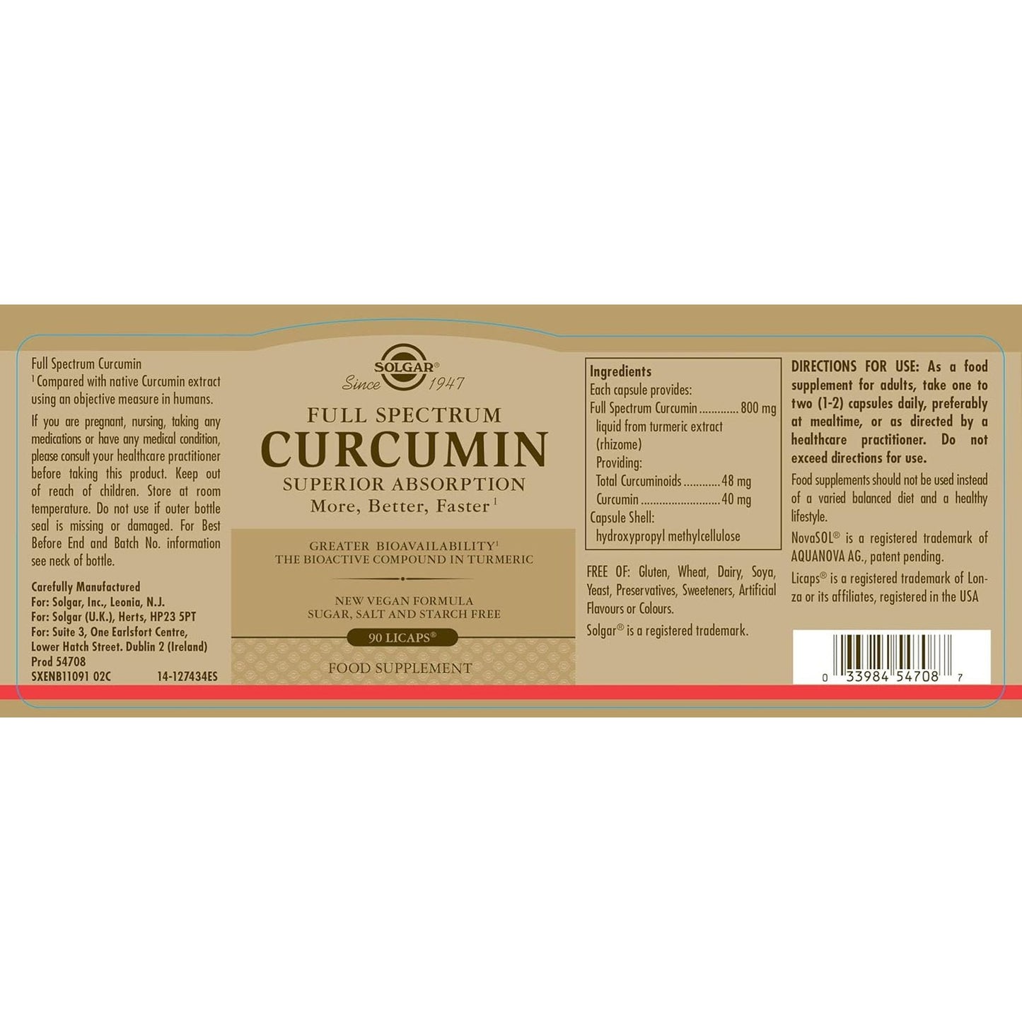 Solgar Full Spectrum Curcumin - Brain, Joint & Immune Health - 90 Licaps