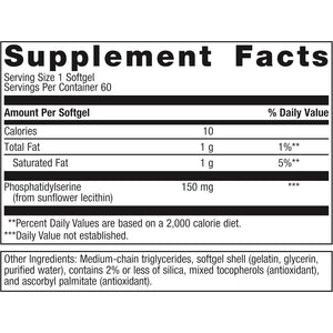 Metagenics Phosphatidylserine - Brain Support Supplement for Focus & Learning  60 Softgels