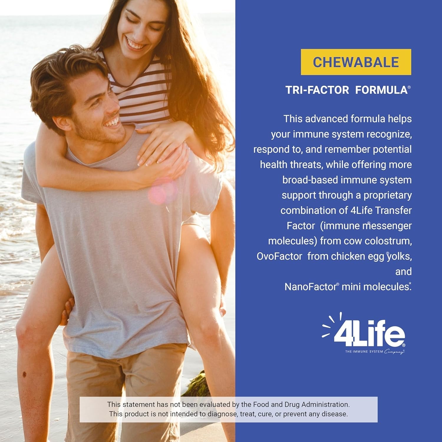 4Life Transfer Factor Chewable Tri-Factor Formula - Citrus Cream Flavor - 90 Chewable Tablets