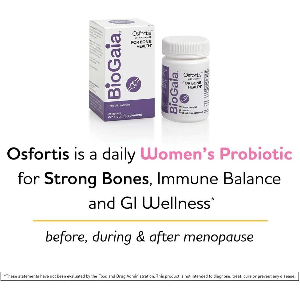 Biogaia Osfortis, Women’S Probiotic for Strong Bones, Immune Balance & GI Wellness, Contains L. Reuteri 6475, 60 Capsules