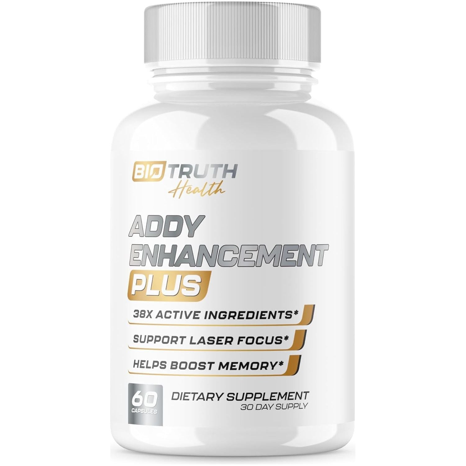 Biotruth Health - Highest Dosed 38 Ingredient Natural Adderall Substitute Brain Supplement Nootropic Pills - 60 Pills
