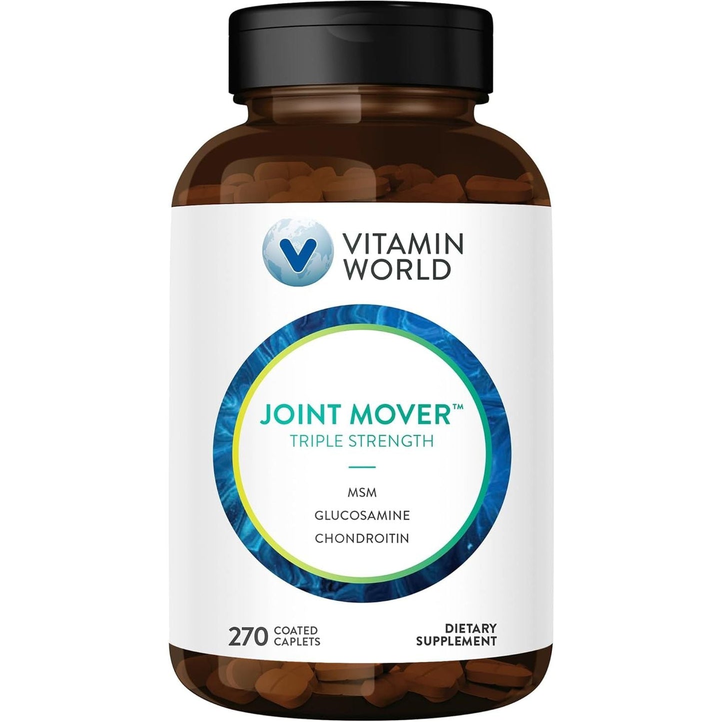 Vitamin World Triple Strength Joint Mover, Glucosamine Chondroitin with MSM Joint Support Supplement, 270 Caplets