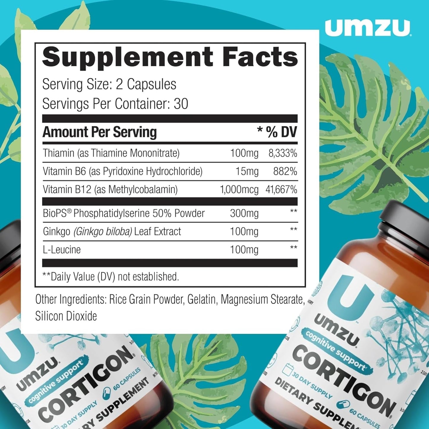 UMZU CORTIGON Cortisol Manager Supplement | Memory, Focus & Mood Aid (30 Day Supply)