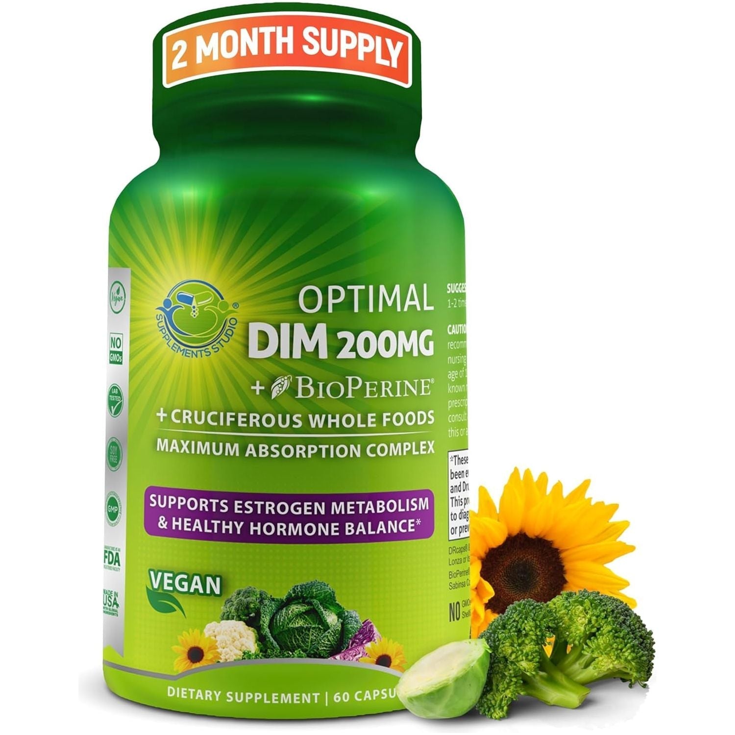 Optimal DIM 200Mg Supplement - Estrogen & Hormone Balance Support 60 Capsules