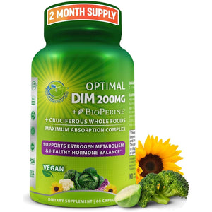 Optimal DIM 200Mg Supplement - Estrogen & Hormone Balance Support 60 Capsules