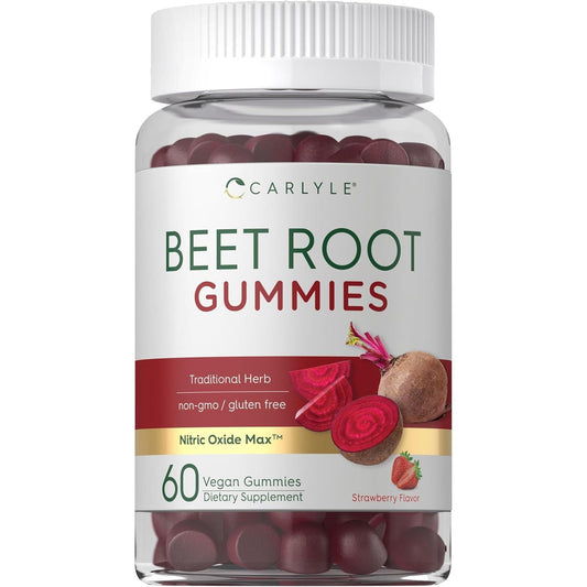 Carlyle Beet Root Gummies | 60 Count | Vegan Strawberry Flavored Chewable Supplement | Non-Gmo, Gluten Free