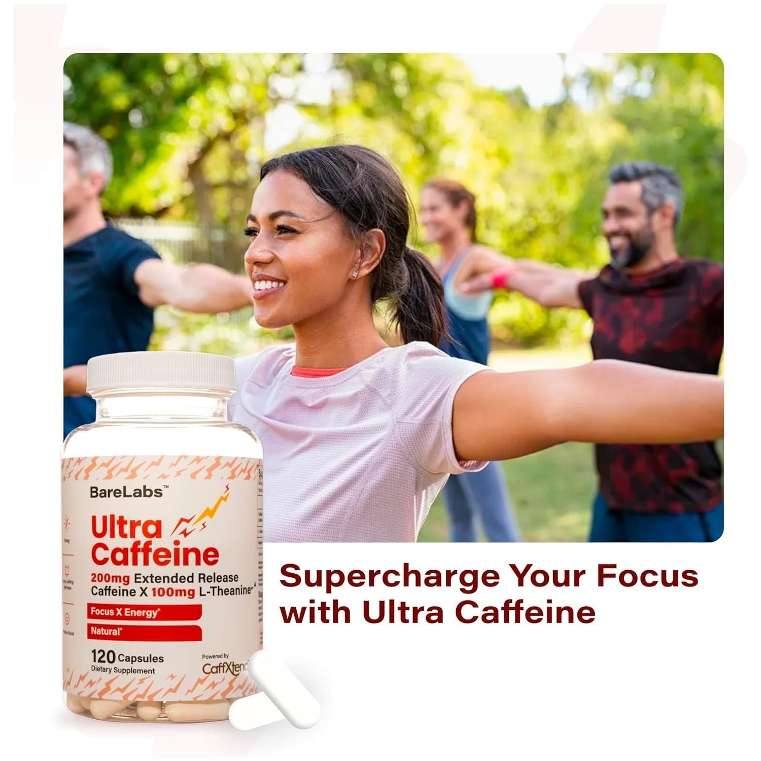 Ultra Caffeine Pills - Extended Release Caffeine + Caffeine L-Theanine - No Jitters, No Crash - Natural - 120 Capsules