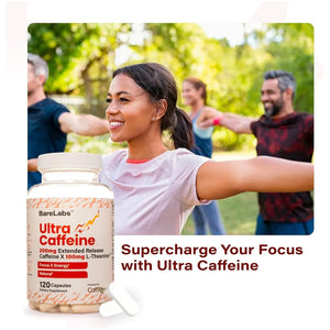 Ultra Caffeine Pills - Extended Release Caffeine + Caffeine L-Theanine - No Jitters, No Crash - Natural - 120 Capsules