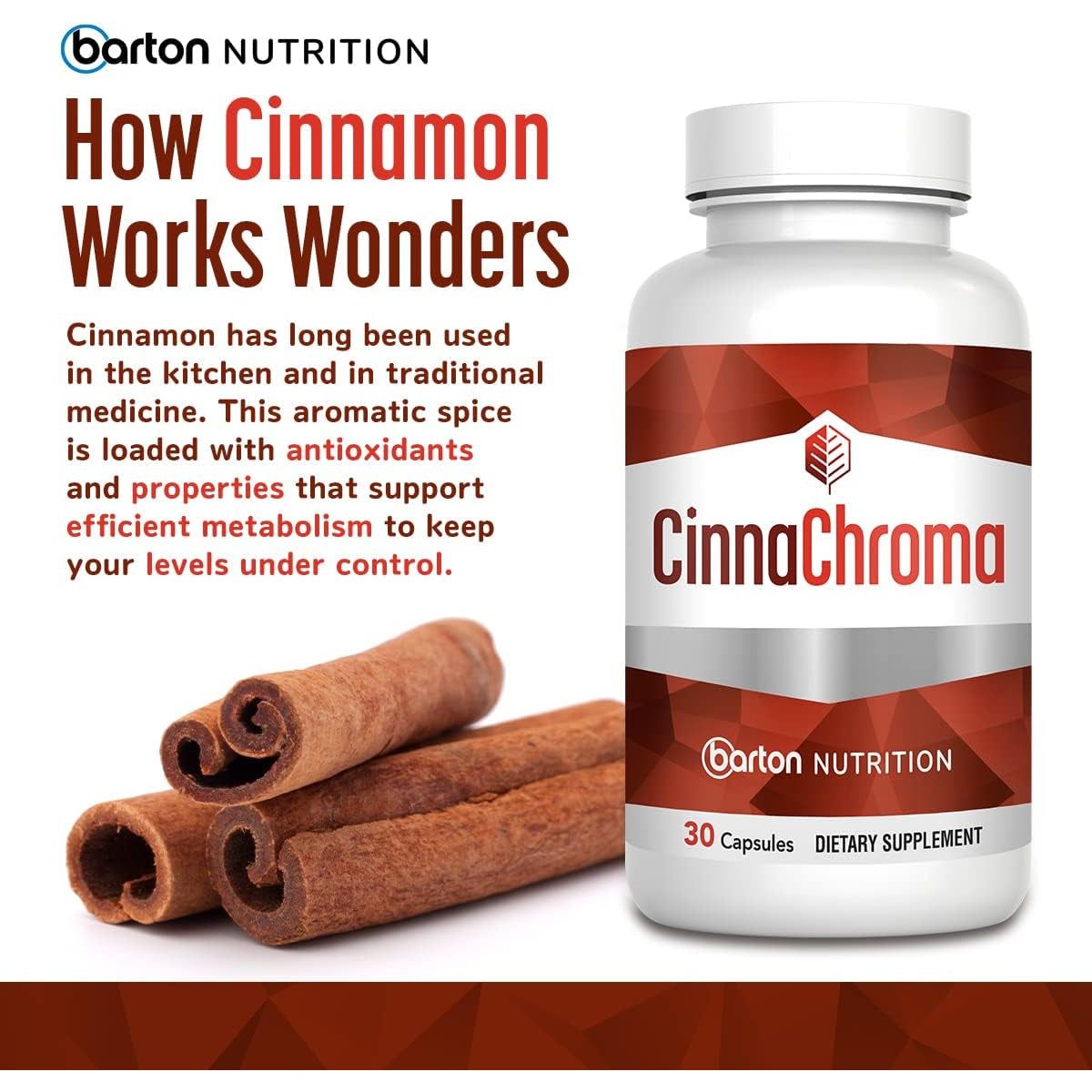 Cinnachroma Cinnamon Capsules - Extract Supplement to Support Metabolism Cardiovascular Health