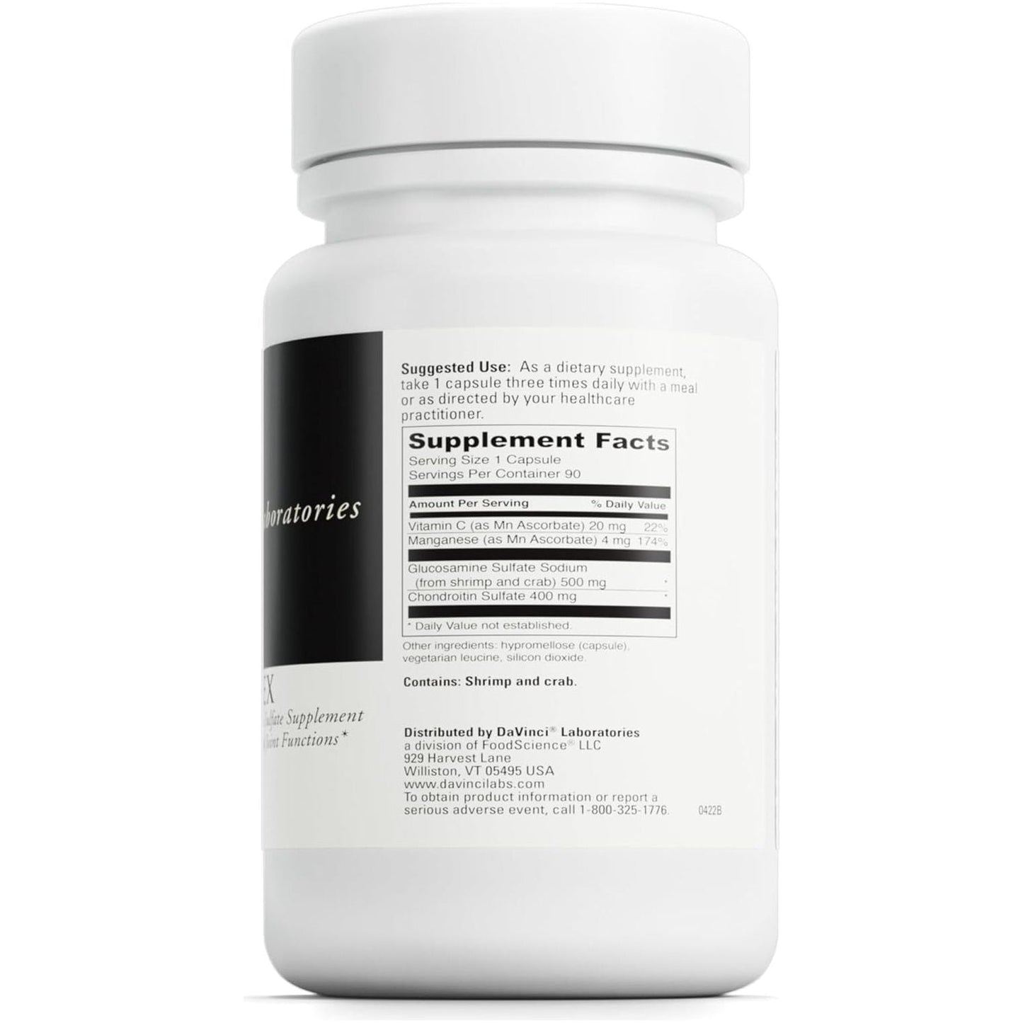 DAVINCI Labs Natural Flex - a Glucosamine and Chondroitin Sulfate Supplement to Support Connective Tissue and Joint Functions 90 Capsules