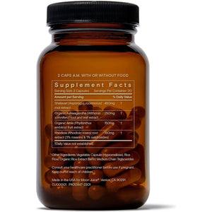 Moon Juice - Superyou -  (60 Capsules) - Energy, Mood & Focus - Cortisol Reducer - Reusable Glass Bottle 