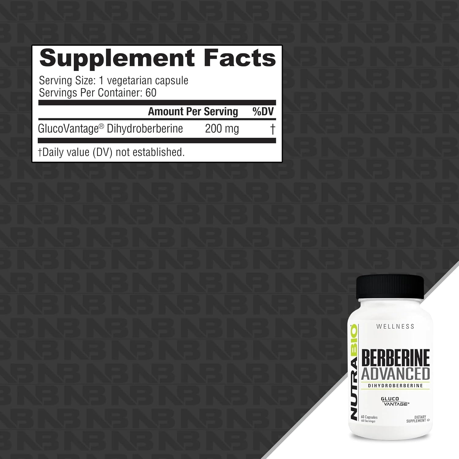 Nutrabio Berberine Advanced Supplement, 200 Mg - Provides Advanced Absorption Carbohydrate Tolerance Support 60 Caps