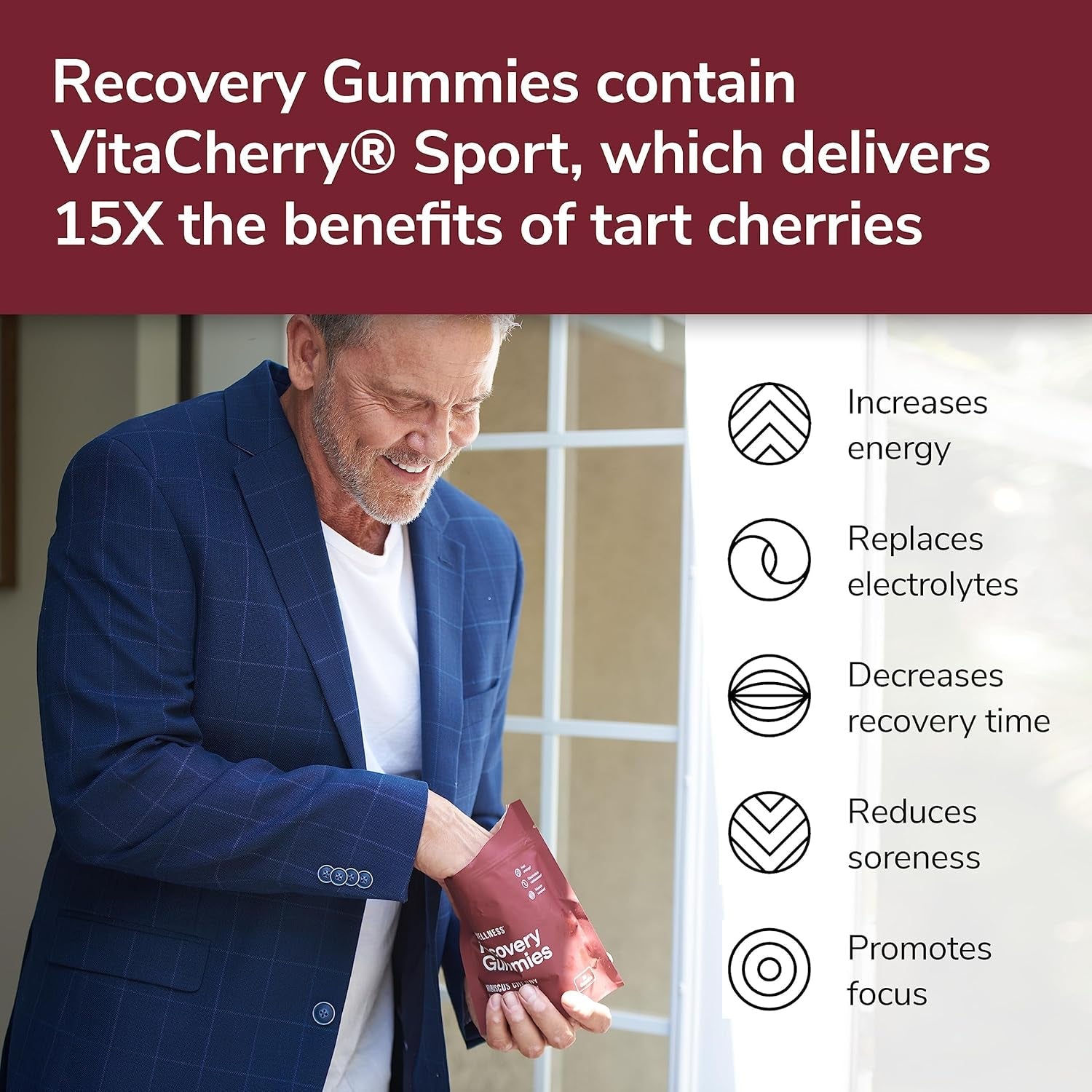 Recovery Gummies - Tart Cherry Gummies for Muscle Recovery with Antioxidants & Electrolytes Combats Soreness, Boosts Energy