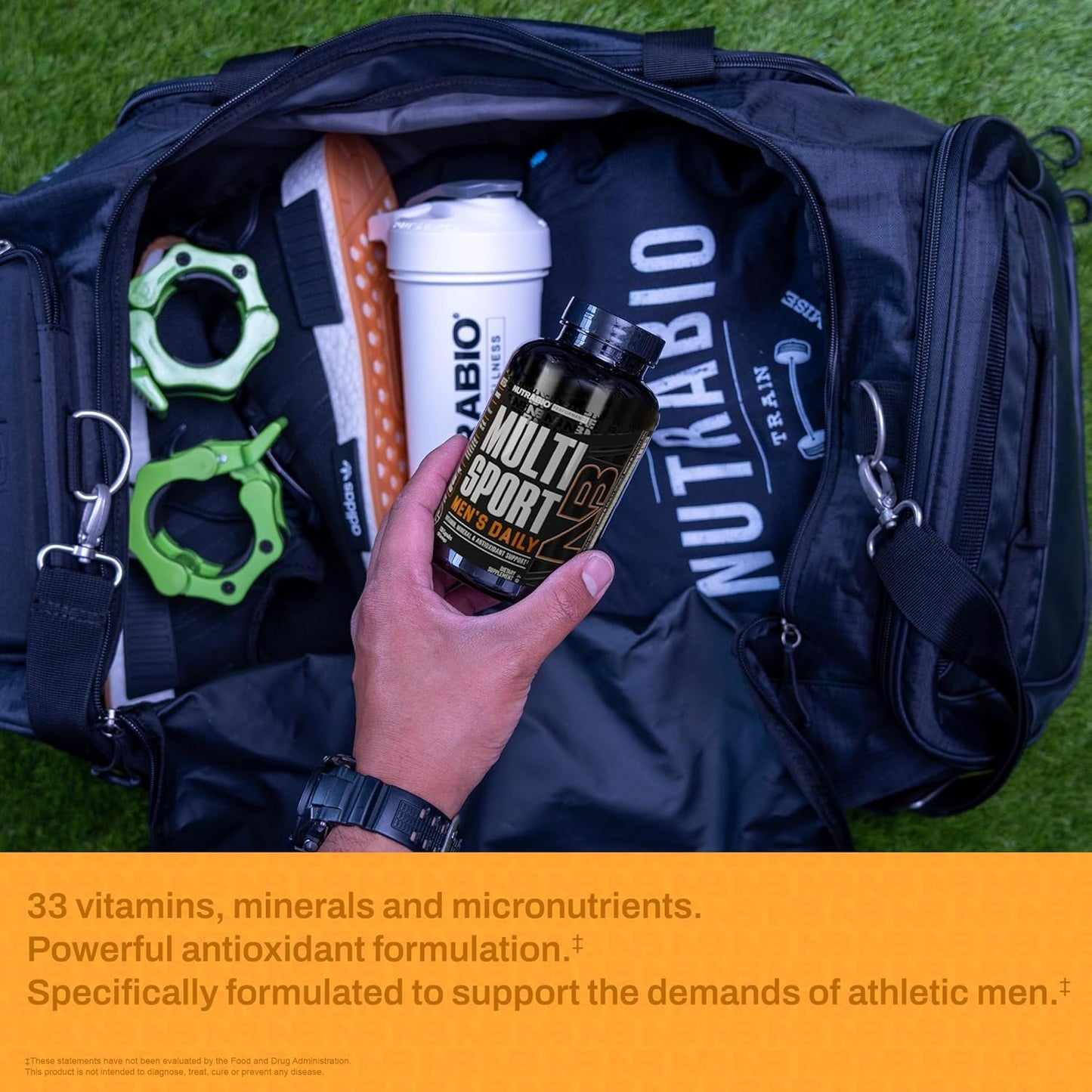 Nutrabio Multisport for Men - Multivitamin - 33 Vitamins, Minerals, Micronutrients (120 Vegetable Capsules)