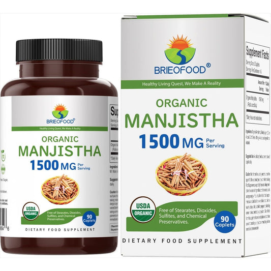 Brieofood Organic Manjistha 1500Mg, 45 Servings, Vegetarian, Gluten Free