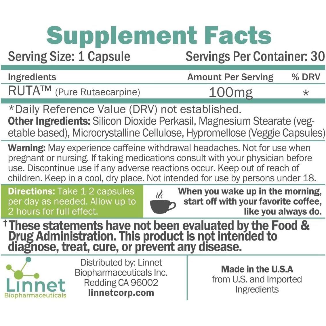 Daily De - Caffeinate Rutaecarpine Deep Sleep Aid for Coffee 30 Capsules - Suppviv