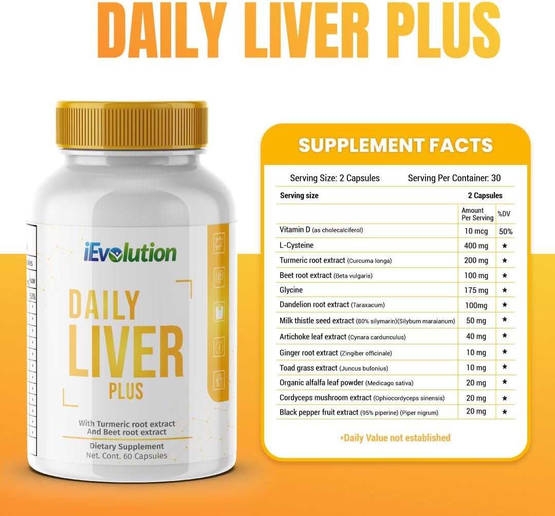 Daily Liver Plus | 60 Capsules Liver Cleanse Detox & Support Supplement - Suppviv