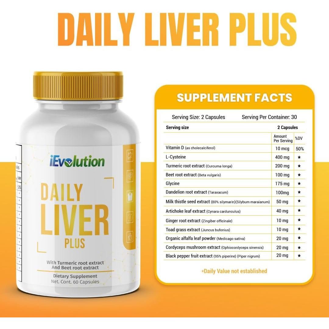 Daily Liver Plus | 60 Capsules Liver Cleanse Detox & Support Supplement - Suppviv