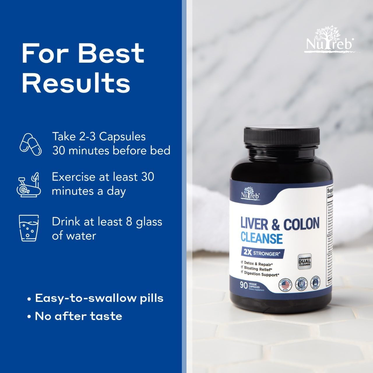 Liver Detox & Colon Cleanse - Premium Milk Thistle Supplement - Men & Women - Vegan 90 Capsules