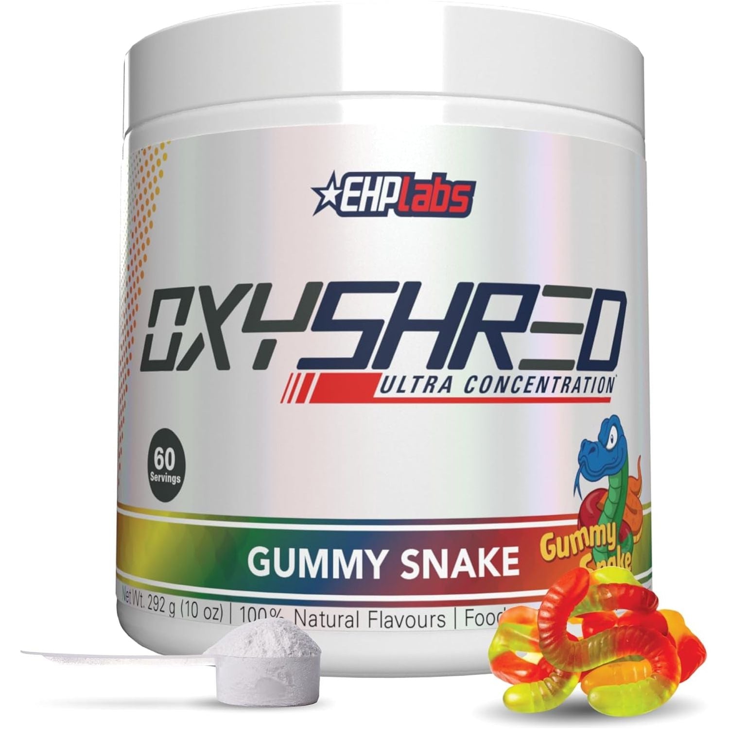 EHP Labs Oxyshred Pre Workout Powder with L Glutamine & Acetyl L Carnitine - Gummy Snake, 60 Servings