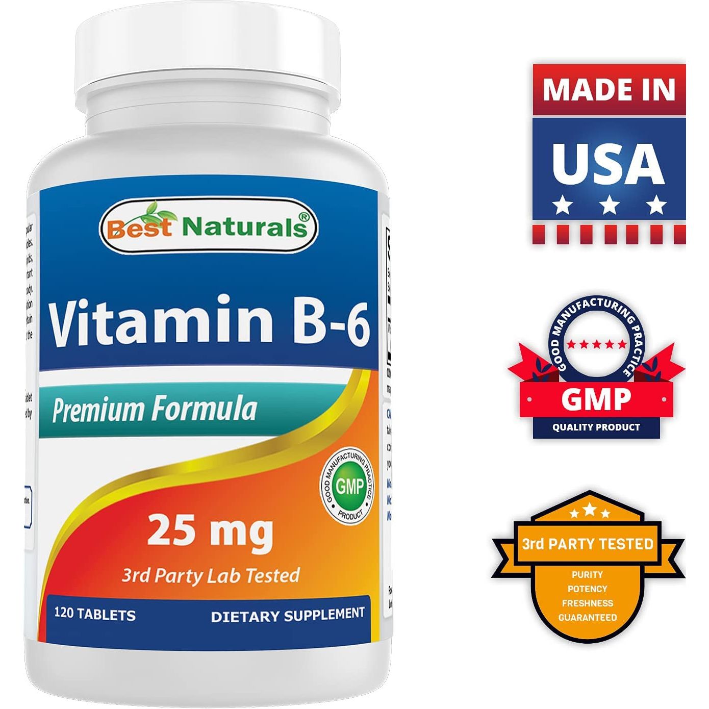Best Naturals Vitamin B6 25Mg, 120 Tablets