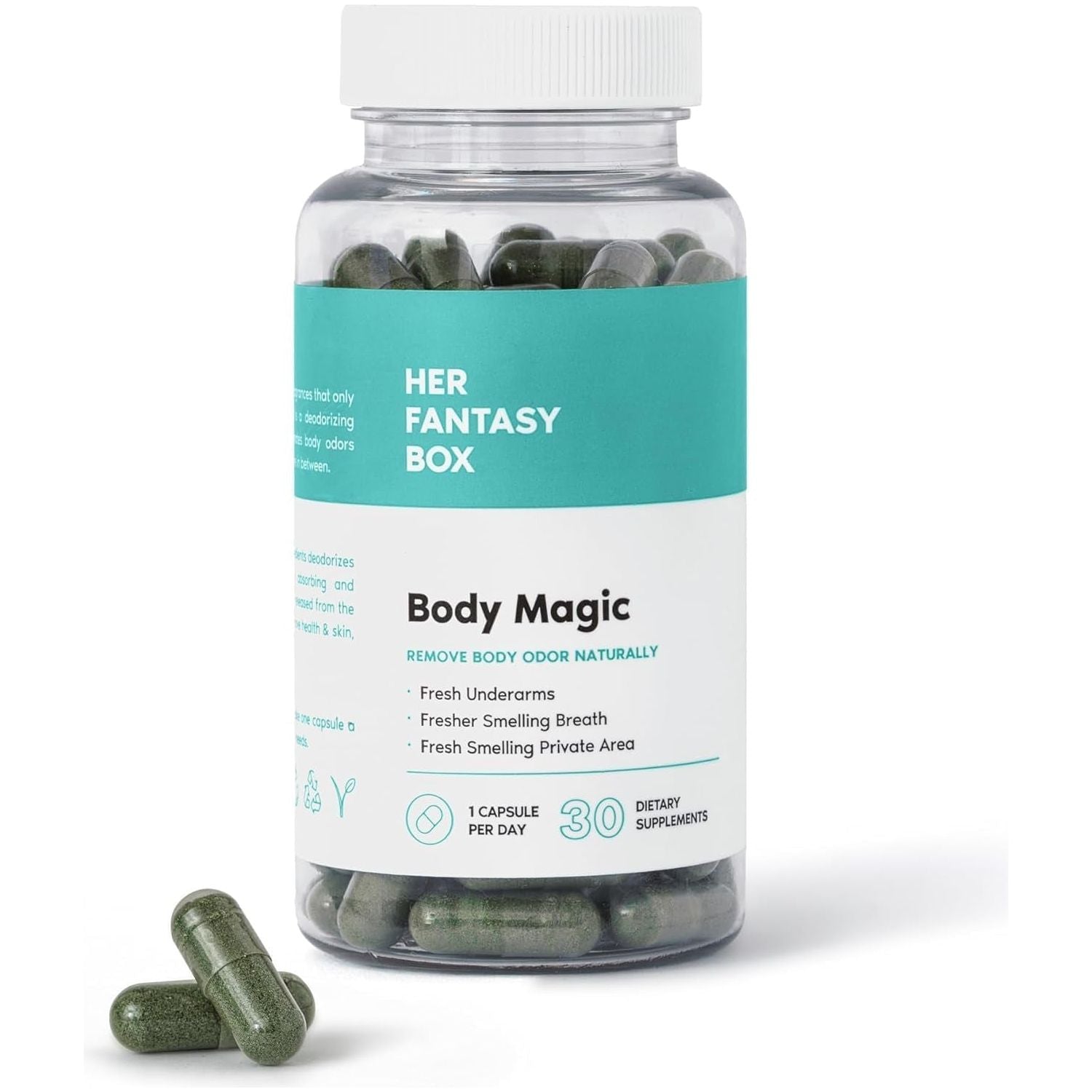 Body Magic Chlorophyll Capsules - for Detox, Digestion, Gut Health, Skin Support, and Oily Skin 30 Vegan Capsules