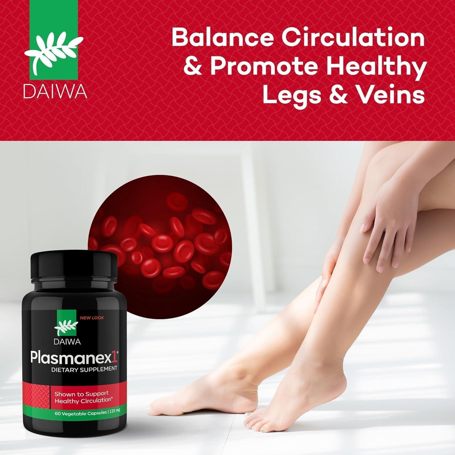 Daiwa Plasmanex 1 - Blood and Vein Circulation Supplements – 60 Vegan Capsules.