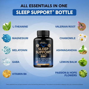 Sleeping Pills for Adults 550Mg Valerian Root | Melatonin 3Mg | L-Theanine | Magnesium 60 Capsules
