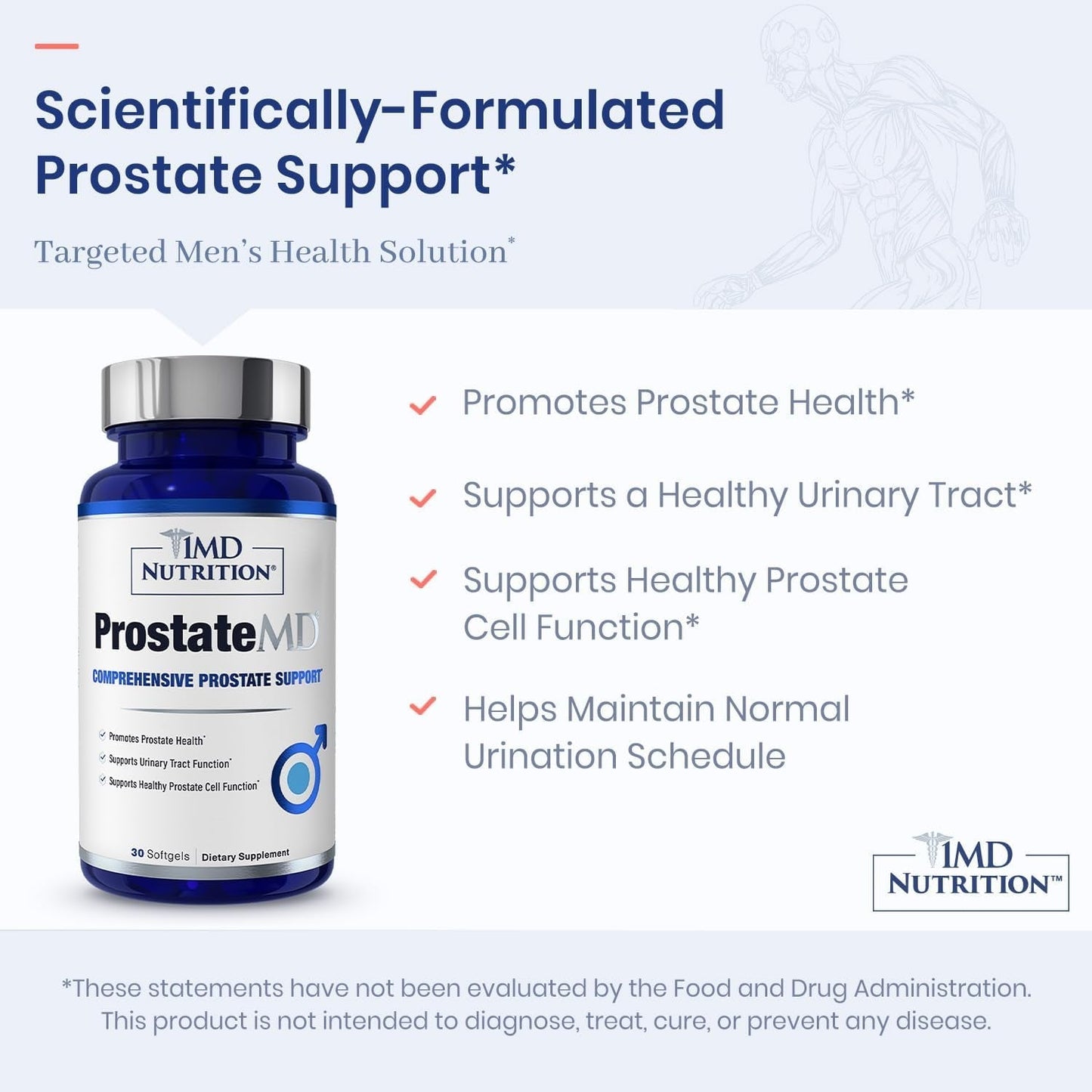 1MD Nutrition Prostatemd Saw Palmetto Prostate Support Supplement for Urinary Tract and Frequent Bathroom Urges | 30 Day Supply