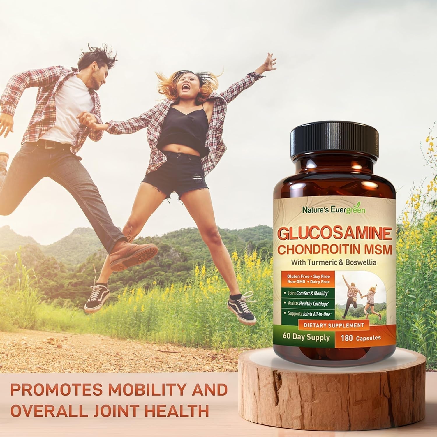 Glucosamine Chondroitin MSM with Turmeric & Boswellia Supplement | Joint Support Supplement Glucosamine Sulfate 1500Mg | 180 Capsules