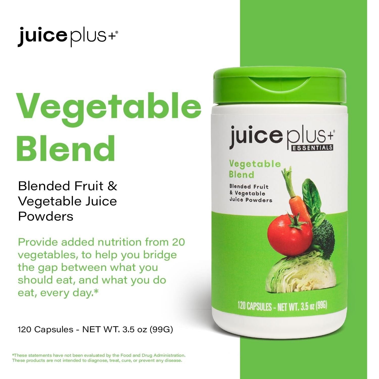 Juice Plus+ Vegetable Blend - Whole Food Vegetable Powder in Convenient Capsules 120 Capsules