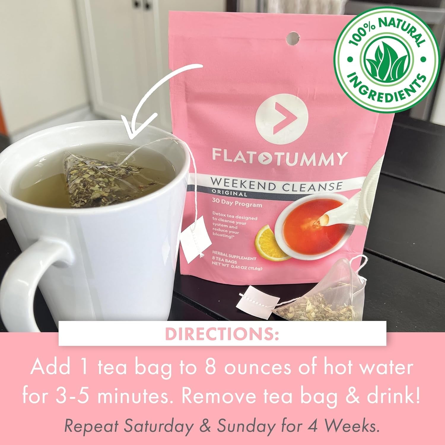 Flat Tummy Weekend Cleanse Tea - All Natural Colon Cleanse 30 Day Program