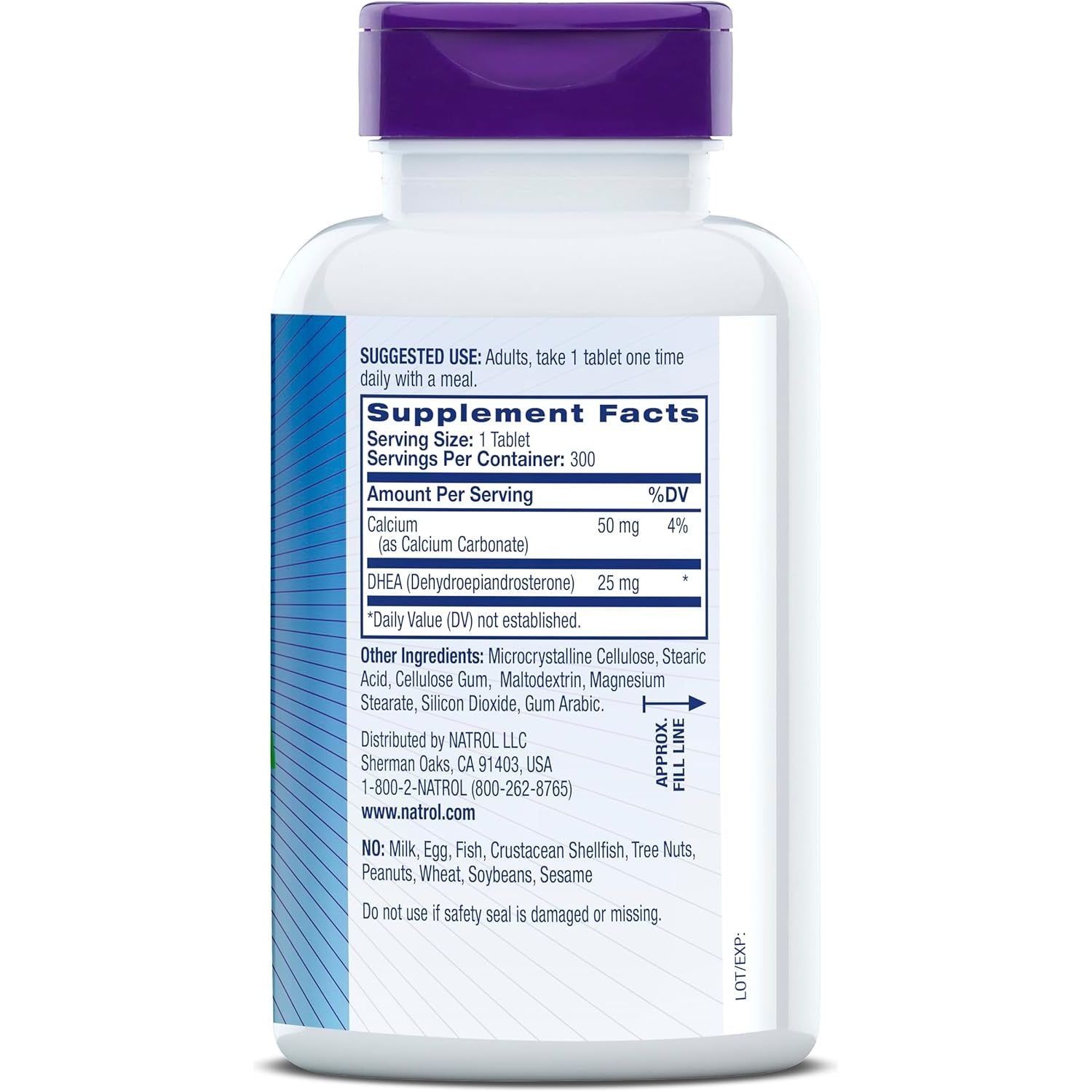 Natrol Mood & Stress DHEA 25Mg with Calcium, for Balance of Certain Hormone Level and Mood Support, 300 Tablets