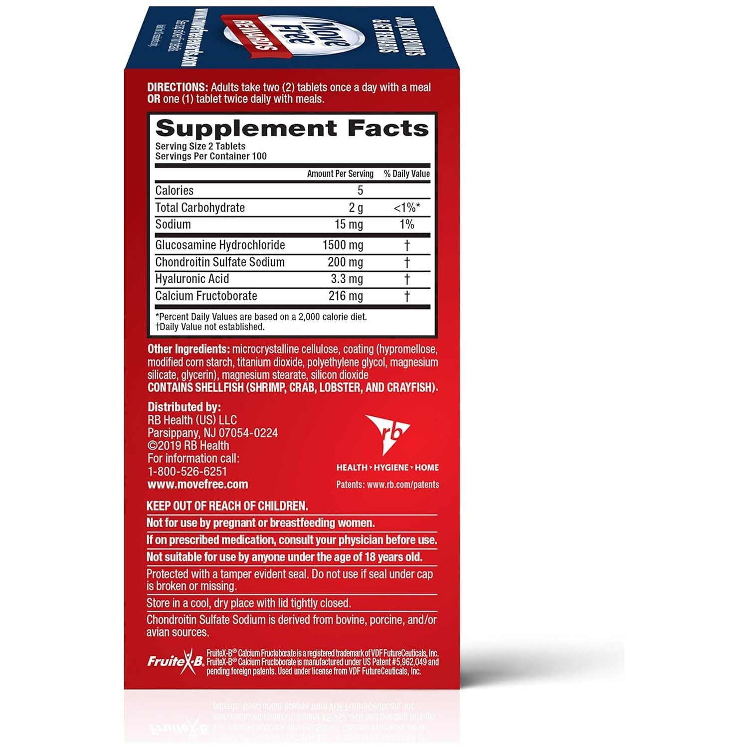 Move Free Advanced Glucosamine Chondroitin + Calcium Fructoborate Joint Support Supplement, 200 Tablets (100 Servings)*