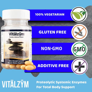 Proteolytic Systemic Enzymes Liquid Gel Capsules with Serrapeptase, Immune and Joint Support plus Fertility Supplement (60 Capsules)