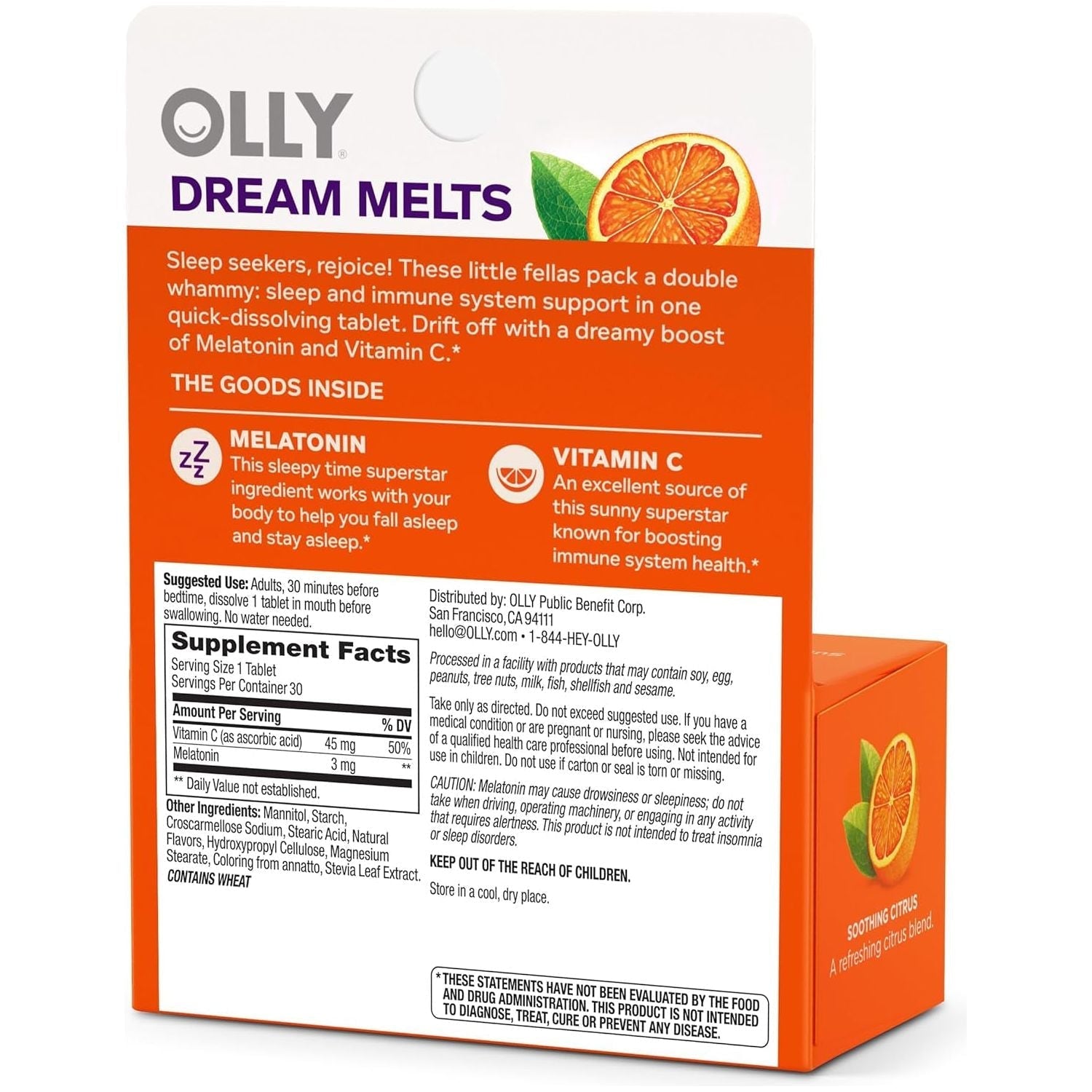 OLLY Immunity Sleep Fast Dissolves 3Mg Melatonin & Vitamin C 30 Count