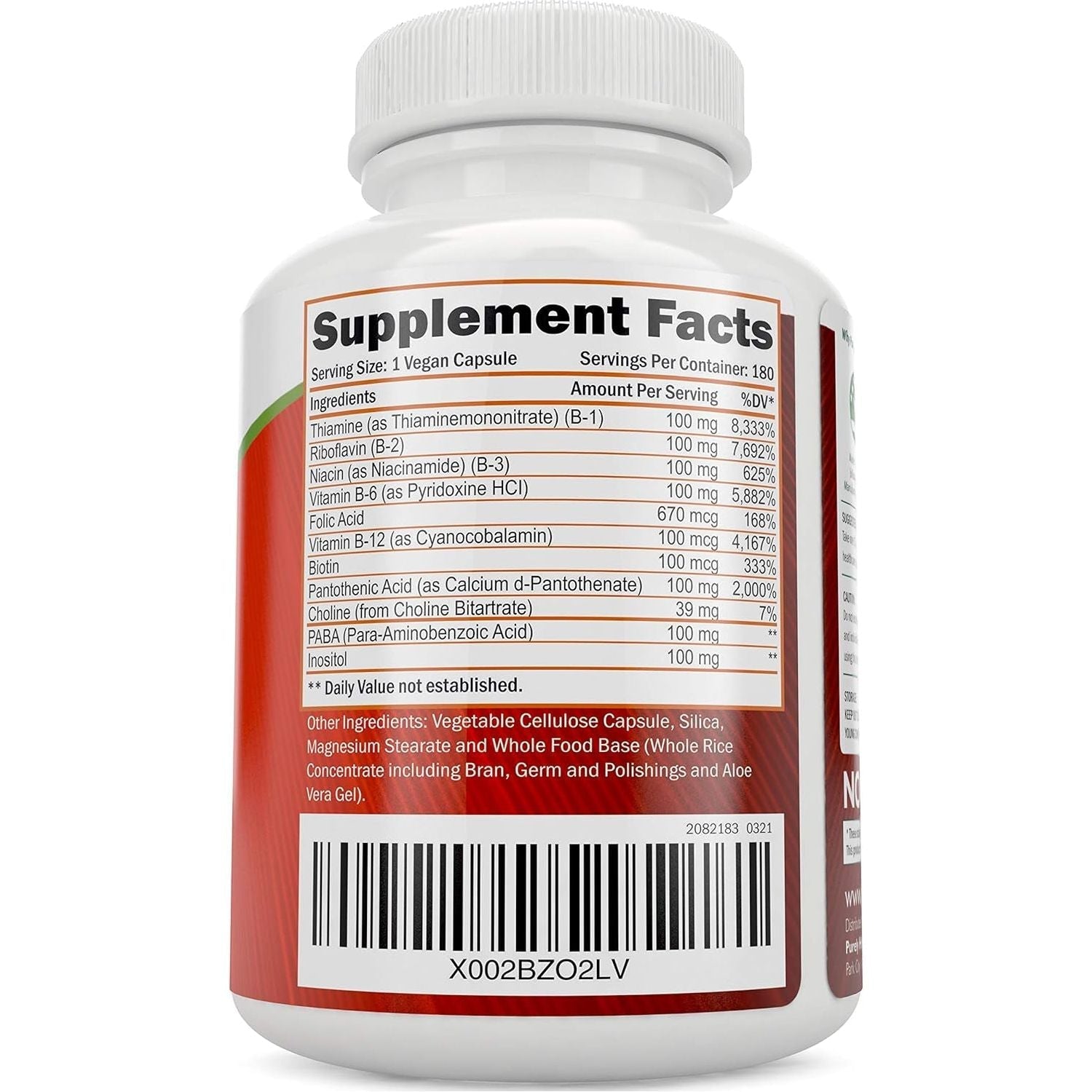 Vitamin B Complex - 8 Super B Complex Vitamins 180 Capsules - Made in the USA