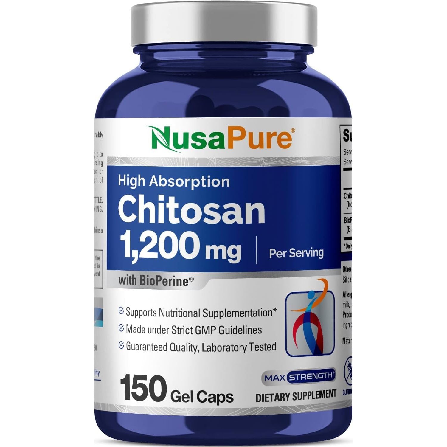 Nusapure Chitosan 1200Mg 150 Caps (Non-Gmo & Soyfree) with Bioperine